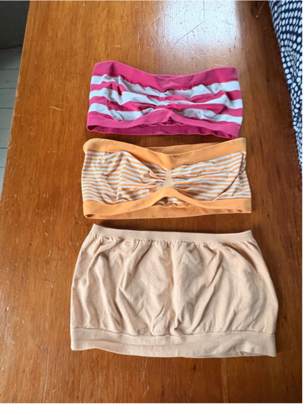 Bundle of Bandeaus Pink White Orange Beige Striped Solid M